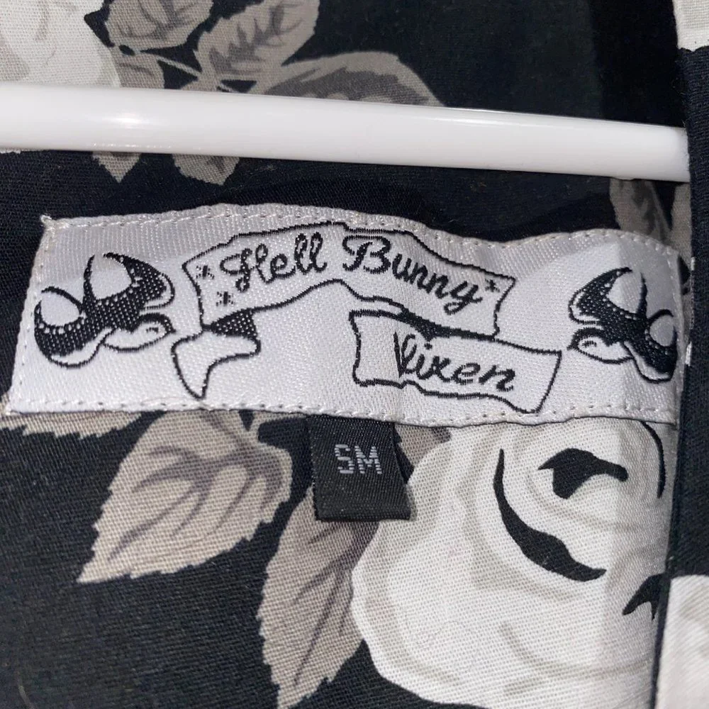 Hell Bunny Vixen Rose Natalie Dress Gothic Floral Dark Black Size Small Womens - Picture 4 of 5